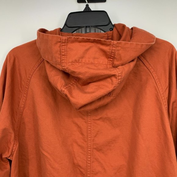 LOFT Anorak Jacket Utility Orange Hood Full Zip Button Linen Blend - Picture 8 of 10